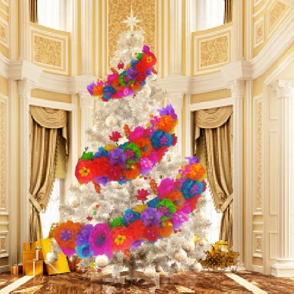 Christmas garland beautiful flowers by MLH - Picture 1 of 3